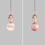 Lumendat Contemporary Nordic Kids Resin Glass Round Angel 1-Light Pendant Light For Bedside Lumendat