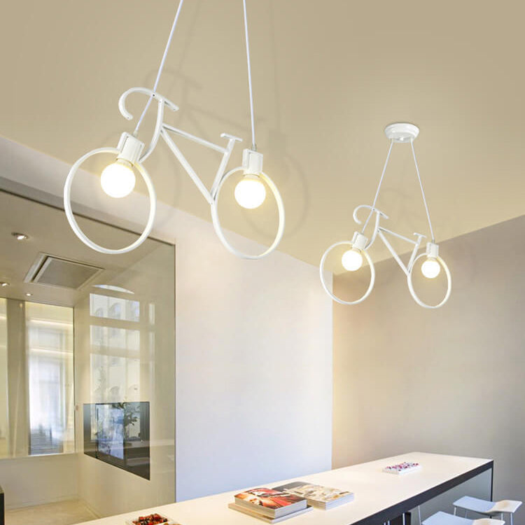 Lumendat Contemporary Creative Bicycle Shape Iron 2-Light Kids Chandelier For Living Room & Bedroom Lumendat