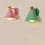 Nordic Solid Wood Macaron Cone Shade 1-Light  Wall Sconce Lamp