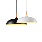 Modern Metal Wooden Top 1-light Dome Pendant Light Lumendat