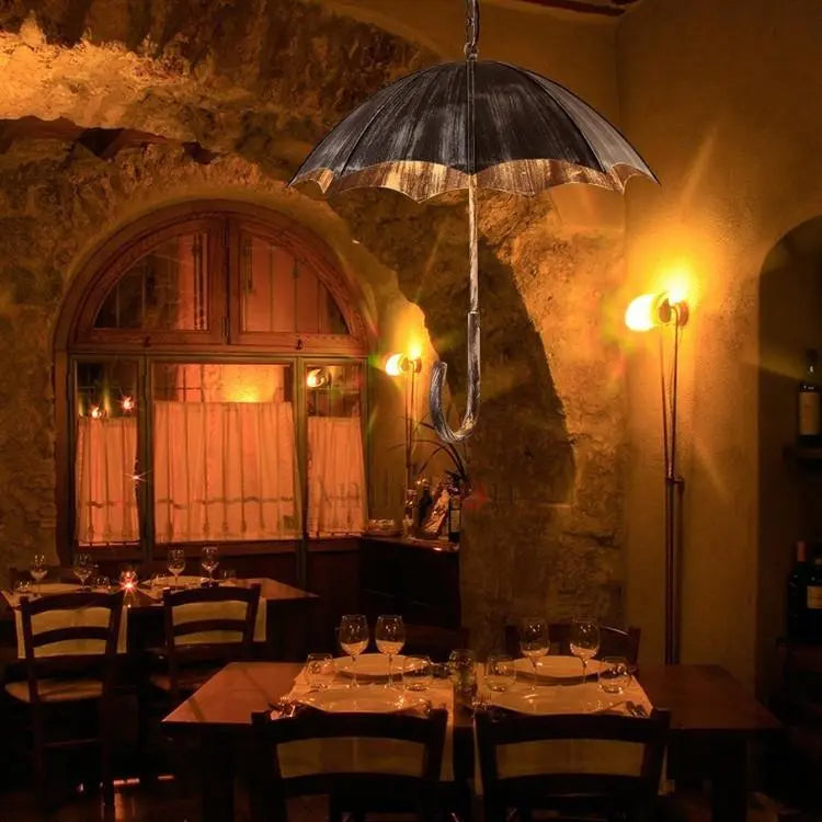 Retro Industrial 5-light Umbrella Chandelier – Copper & Silver Iron Shade Lumendat