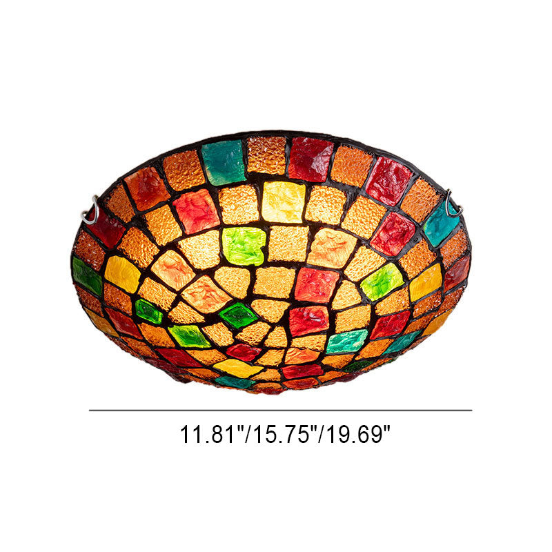European Tiffany Hardware Shell 1-Light Flush Mount Lighting