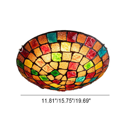 European Tiffany Hardware Shell 1-Light Flush Mount Lighting