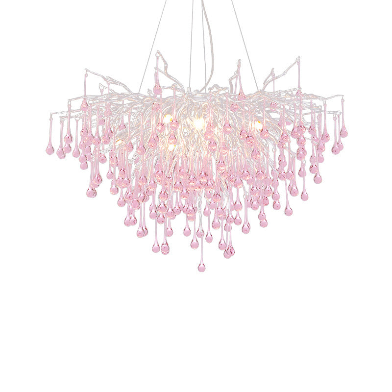 Modern Luxury Crystal Glass Aluminum Branch Water Drop 6/8/10/14 Chandeliers for Dining Room