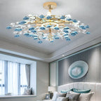 Modern Luxury Rose Iron Ceramic Crystal 6/7/8 Light Chandelier Lumendat
