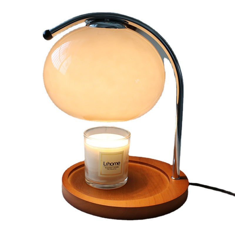 Vintage Glass Dome Solid Wood Base 1-Light Melting Wax Table Lamp Lumendat