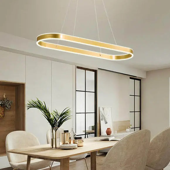 Modern Minimalist Light Luxury Oval Aluminum LED Chandelier BulbSquare
