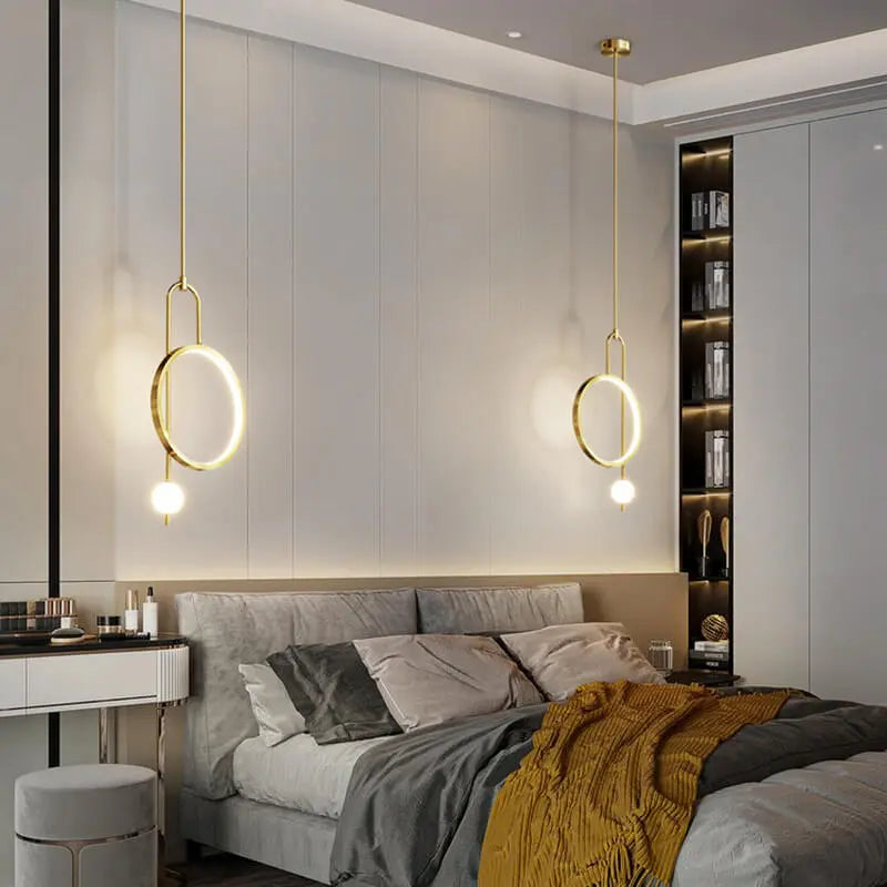 European Minimalist Light Luxury Circular Metal Acrylic LED Chandelier Lumendat