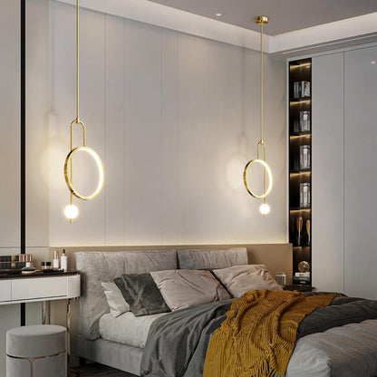 European Minimalist Light Luxury Circular Metal Acrylic LED Chandelier