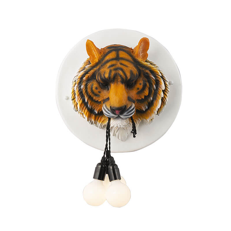 Italian Creative Tiger Totem Resin PVC Shade 1-Light Wall Sconce Lamp Lumendat