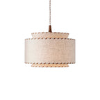Contemporary Boho Double Cylinder Fabric Shade 1-light Pendant Light for Living Room