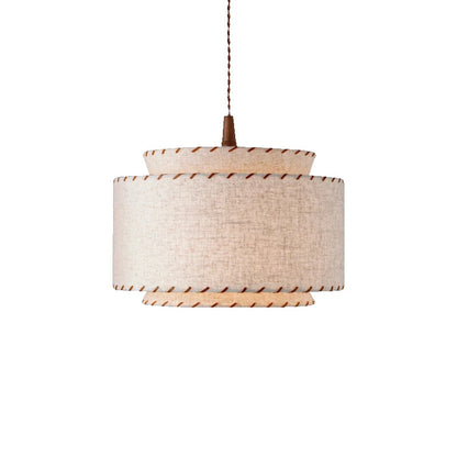 Contemporary Boho Double Cylinder Fabric Shade 1-light Pendant Light for Living Room