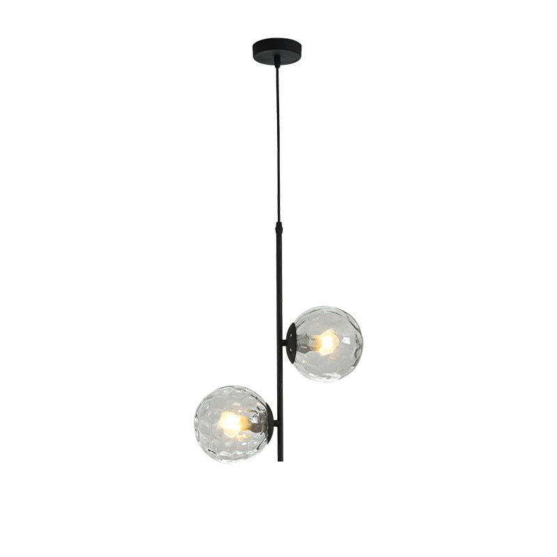 Modern Minimalist Iron Glass Round Ball Branch 2-Light Chandelier for Living Room Lumendat