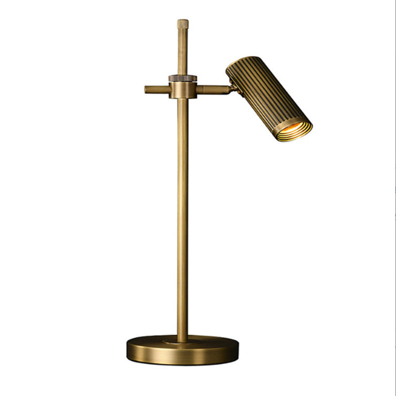 Modern Luxury Gold Brass Finish Frame Adjustable Cylinder Shade 1-Light Table Lamp For Home Office Lumendat