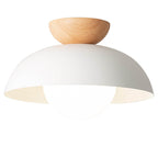 Contemporary Nordic Round Dome Iron Glass 1-light Semi-flush Mount Ceiling Light for Living Room & Bedroom BulbSquare