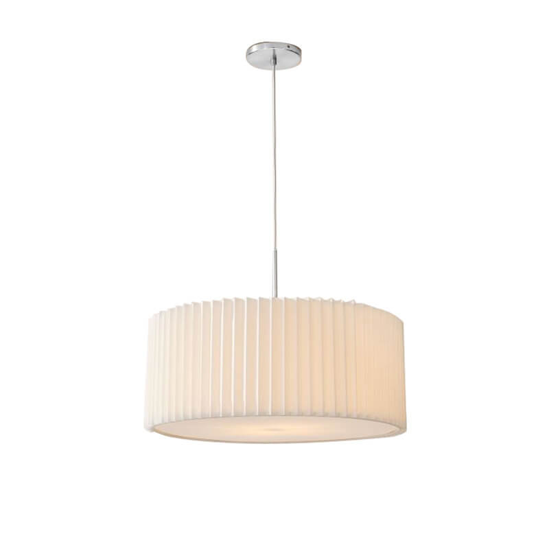 Contemporary Scandinavian Pleated PVC Fabric Hardware Drum Cone 1-Light Pendant Light for Living Room Lumendat