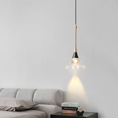 Light Luxury Minimalist Crystal Metal Pillar LED Pendant Light