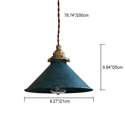 Contemporary Industrial Cone Iron Copper 1-light Pendant Light for Living Room