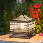 European Outdoor Brass Glass Square 1/2 Light Waterproof Pillar Landscape Light Lumendat