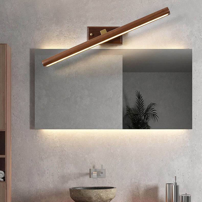 Nordic Minimalist Beechwood Copper Cylinder LED Bathroom Vanity Mirror Front Wall Sconce Lamp For Living Room & Bathroom Lumendat