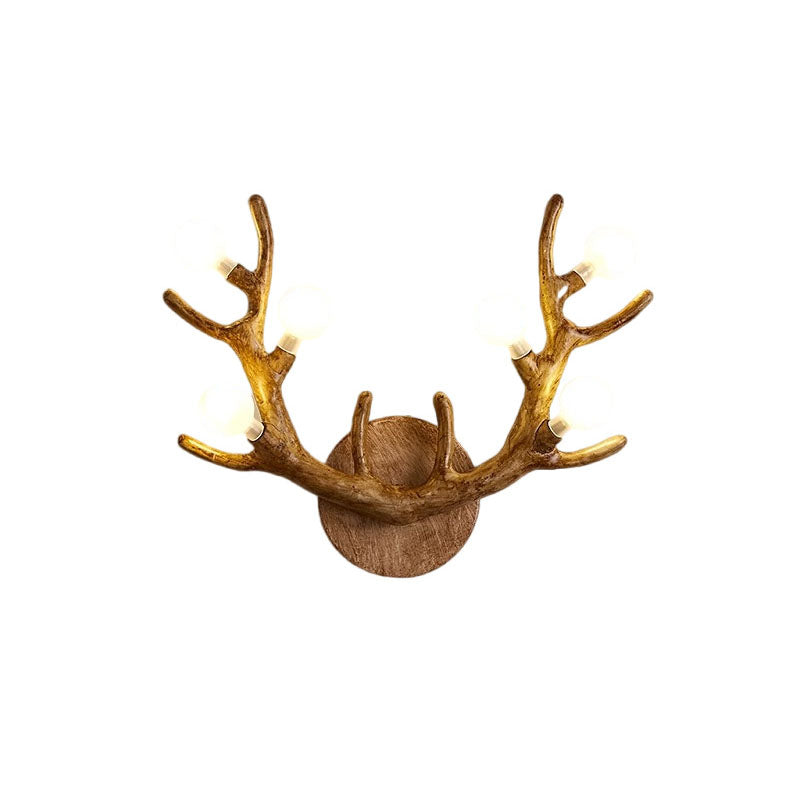 Nordic Creative Resin Antler Tree Branch Glass Ball 6-Light Wall Sconce Lamp Lumendat