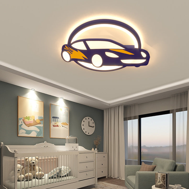 Lumendat Contemporary Creative Iron Acrylic Cartoon Sports Car LED Kids Flush Mount Ceiling Light For Bedroom Lumendat