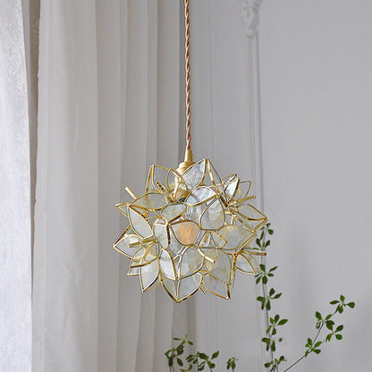 French Luxury Glass Gardenia Petal Ball 1-light Pendant Light