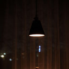 Japanese Vintage Walnut Brass Dome 1-Light Pendant Light