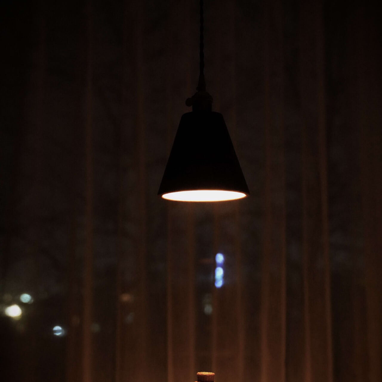 Japanese Vintage Walnut Brass Dome 1-Light Pendant Light