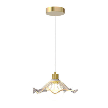 Modern Light Luxury Glass Flower Design Iron 1-Light Pendant Light
