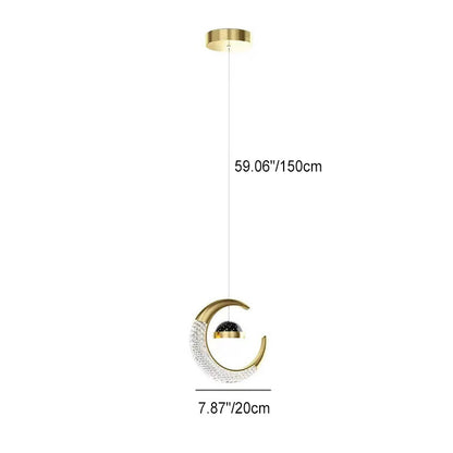 Contemporary Creative Iron Acrylic Moon LED Pendant Light for Bedroom