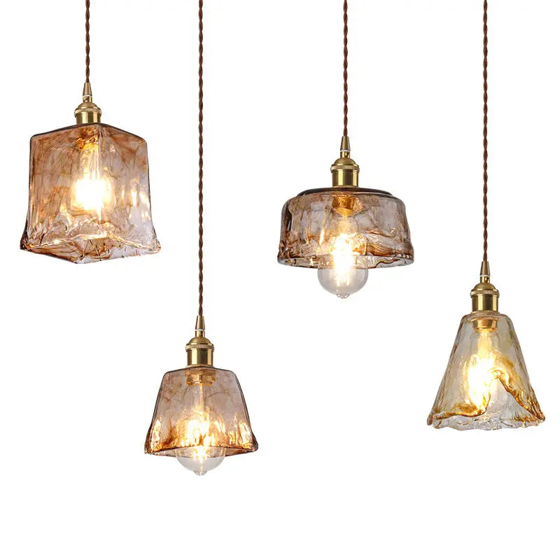 Vintage Amber Glass 1-light Pendant Light BulbSquare