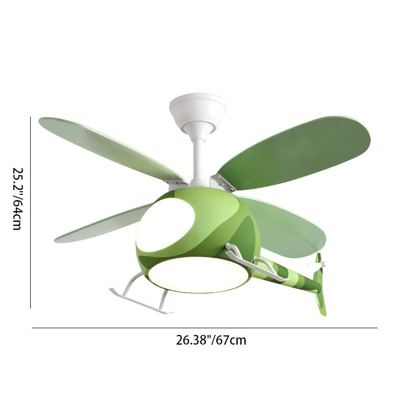 Lumendat Contemporary Creative Iron Cartoon Planes LED Downrods Ceiling Fan Light for Bedroom Lumendat