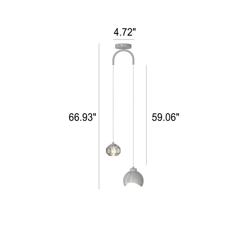 Light Luxury Simple Crystal Ball Metal 2-light Curve Pendant Light