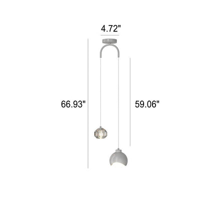 Light Luxury Simple Crystal Ball Metal 2-light Curve Pendant Light