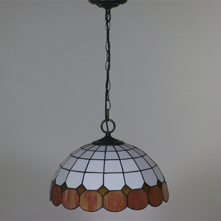 Tiffany Vintage Gemstone Stained Glass Dome 3-light Pendant Light BulbSquare