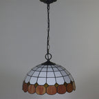 Tiffany Vintage Gemstone Stained Glass Dome 3-light Pendant Light BulbSquare