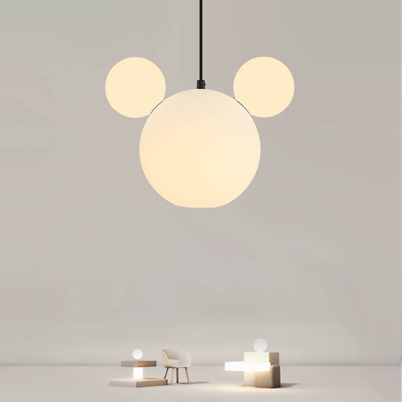 Lumendat Modern Minimalist Milk White PE Mouse 3-Light Kids Chandelier Lumendat