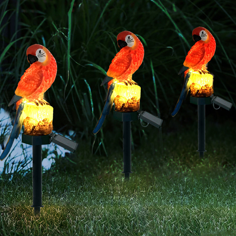 Outdoor Solar Waterproof Colorful Resin Parrot LED Lawn Insert Landscape Light Lumendat