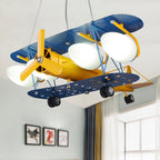 Lumendat Contemporary Creative Cartoon Metal Aircraft Glass Shade 5-Light Kids Chandelier For Bedroom Lumendat