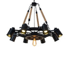 Industrial Retro Gear Wrought Ion Hemp Rope 6/8/10-light Chandelier Lumendat