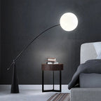Contemporary Creative Tapered Base Fishing Rod Orb Iron Glass 1-Light Standing Floor Lamp For Living Room Lumendat