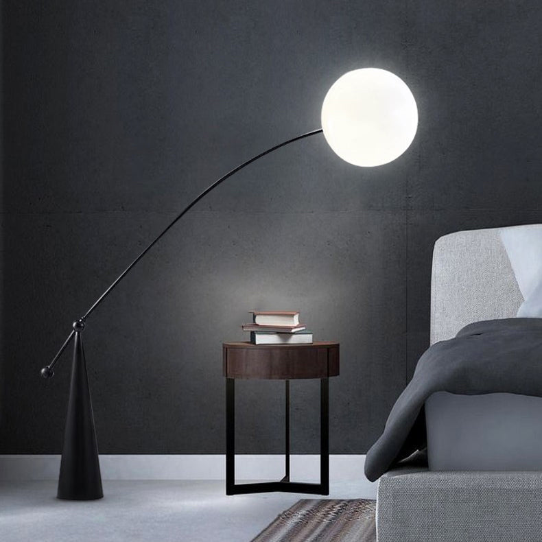 Contemporary Creative Tapered Base Fishing Rod Orb Iron Glass 1-Light Standing Floor Lamp For Living Room Lumendat