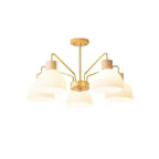 Nordic Vintage Wooden Glass Dome Shade 3/5 Light Chandelier Lumendat