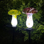 Contemporary Creative Colorful Mushroom Glass Shape LED Solar Waterproof Lawn Insert Light For Garden Lumendat