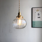 Traditional Japanese Oval Brass Glass 1-light Pendant Light for Bedroom
