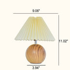 Nordic Vintage Pleated Wood Ball Base LED Table Lamp Lumendat
