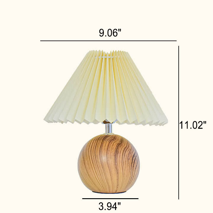 Nordic Vintage Pleated Wood Ball Base LED Table Lamp Lumendat