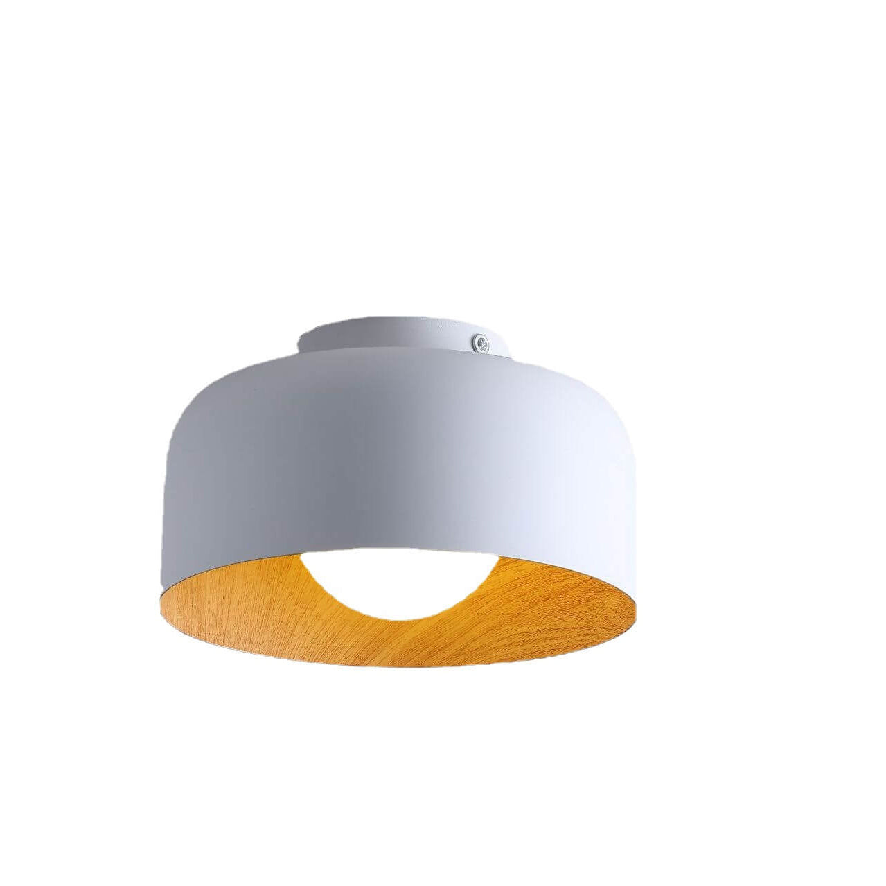 Minimalist Dome Wood Grain Iron 1-Light Semi- Flush Mount Ceiling Lumendat
