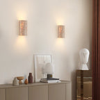 Traditional Japanese Striped Beige Travertine Semicircle LED Waterproof Wall Sconce Lamp For Living Room